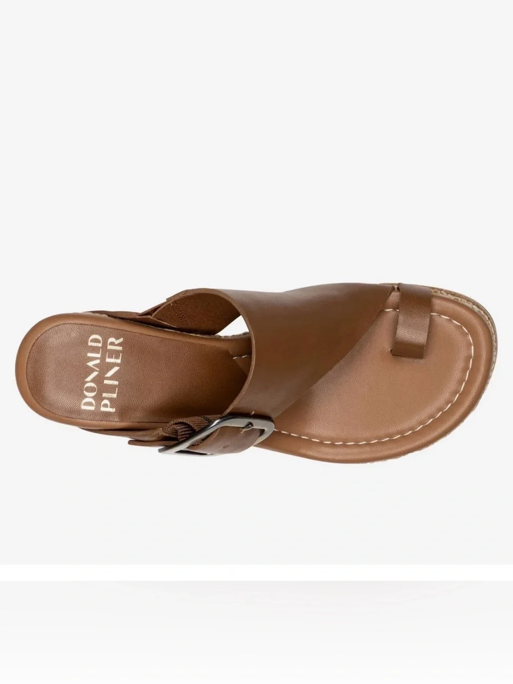 Donald J. Pliner | Brown Leather Wedge Sandal with Buckle